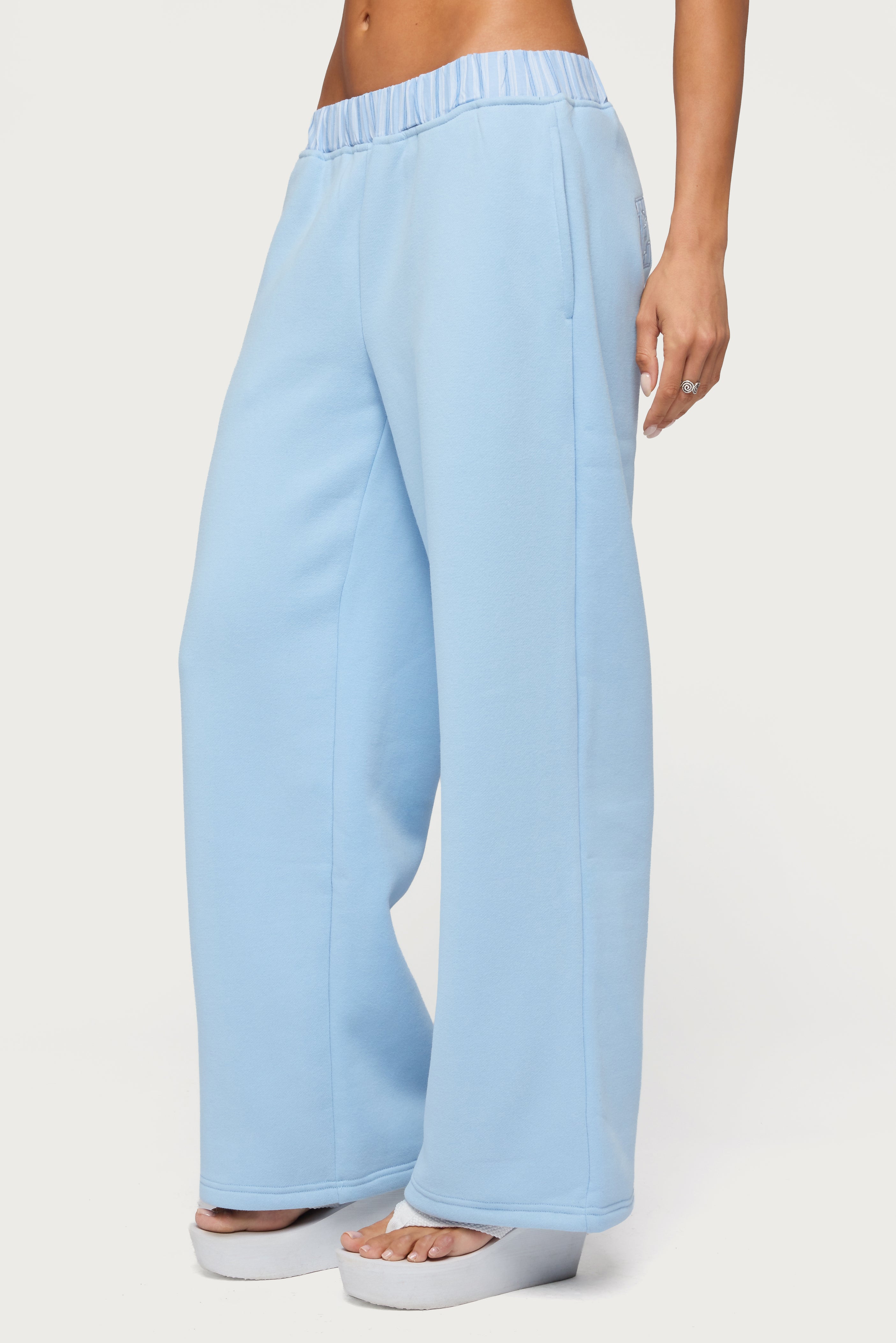 Edikted Core Stripey Wide Leg Sweatpants - BLUE