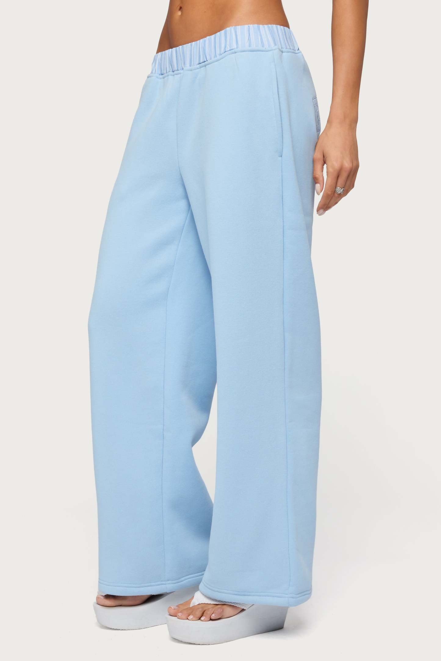 Edikted Core Stripey Wide Leg Sweatpants - BLUE