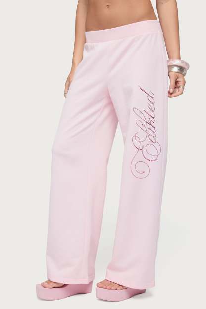 Edikted Studio Rhinestone Sweatpants - LIGHT-PINK