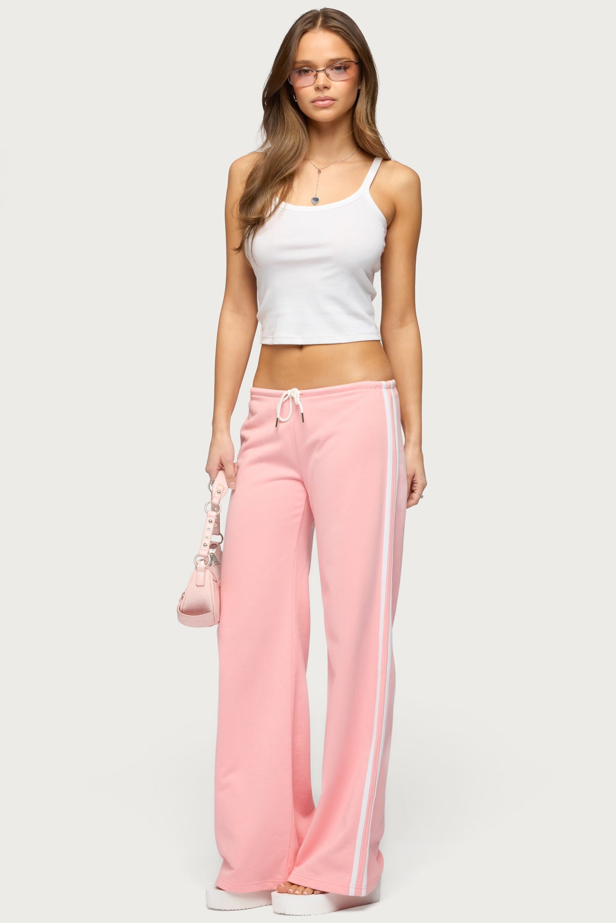 Cammile Contrast Stripe Sweatpants - LIGHT-PINK