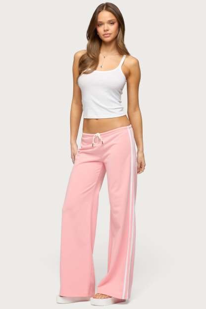 Cammile Contrast Stripe Sweatpants - LIGHT-PINK