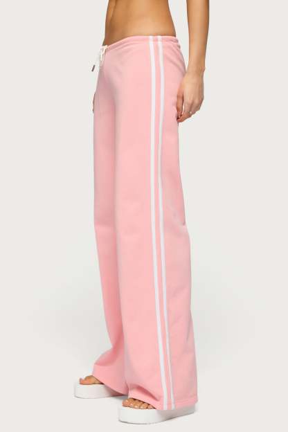 Cammile Contrast Stripe Sweatpants - LIGHT-PINK