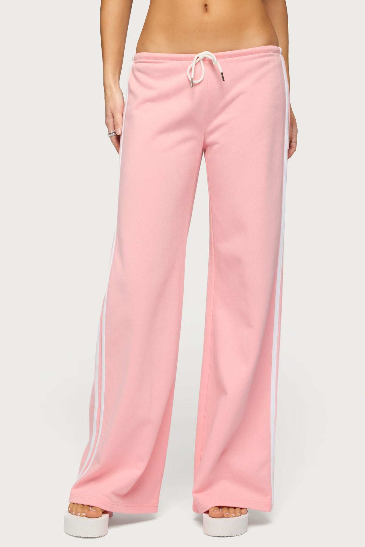 Cammile Contrast Stripe Sweatpants - LIGHT-PINK