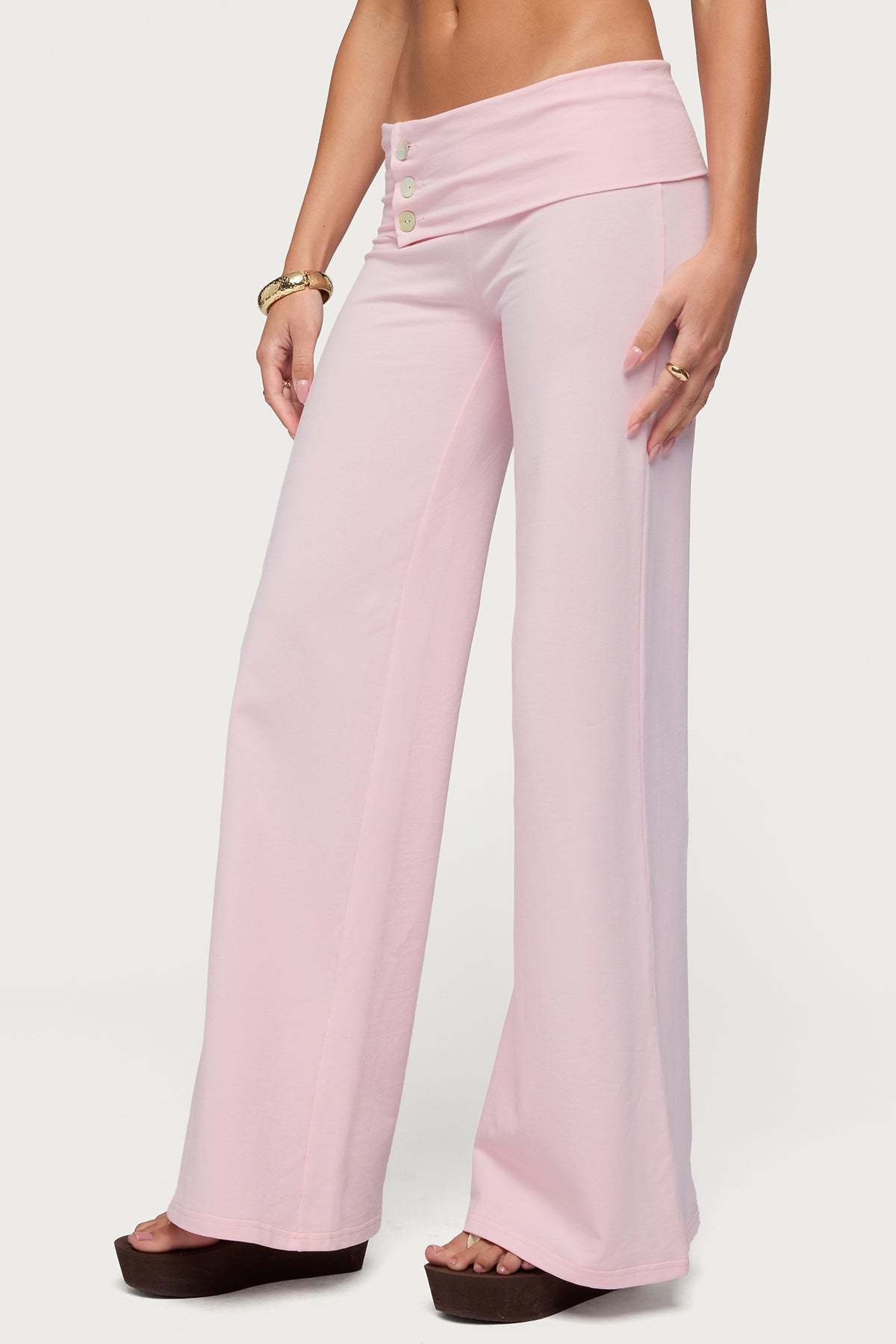 Poppy Foldover Wide Leg Pants - PINK