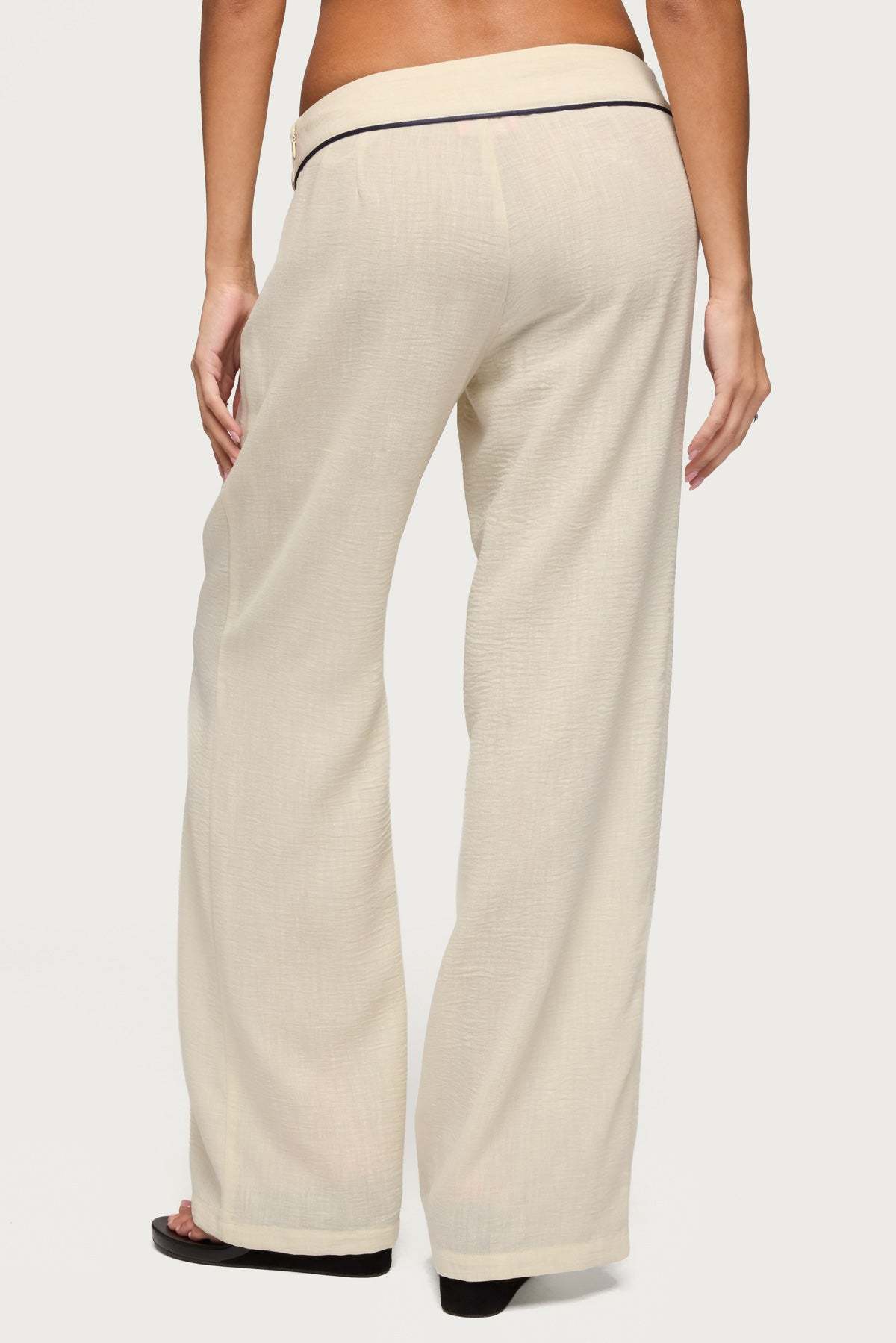 Dorine Contrast Woven Pants - CREAM