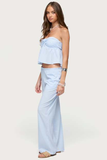 Cersei Striped Low Rise Pants - LIGHT-BLUE