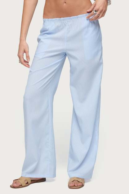 Cersei Striped Low Rise Pants - LIGHT-BLUE