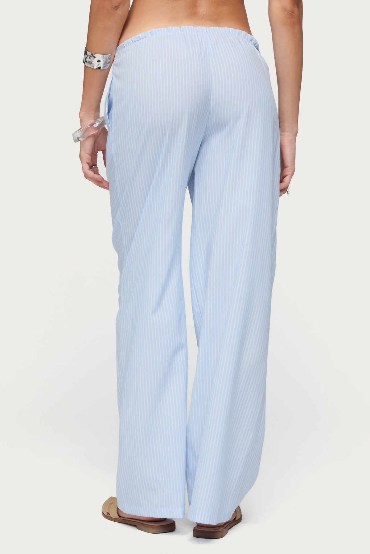 Cersei Striped Low Rise Pants - LIGHT-BLUE