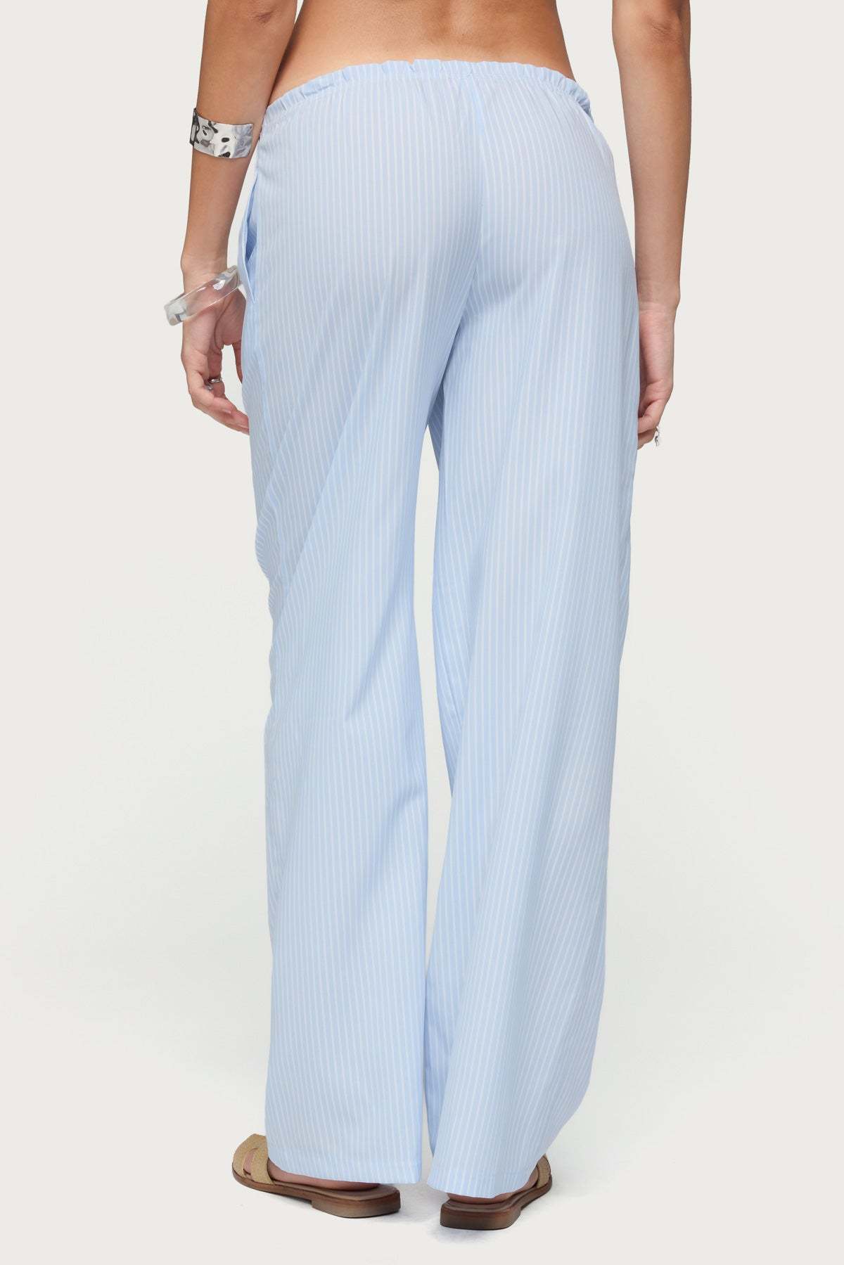Cersei Striped Low Rise Pants - LIGHT-BLUE