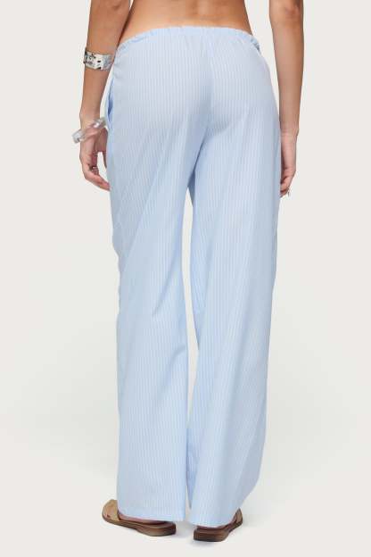 Cersei Striped Low Rise Pants - LIGHT-BLUE