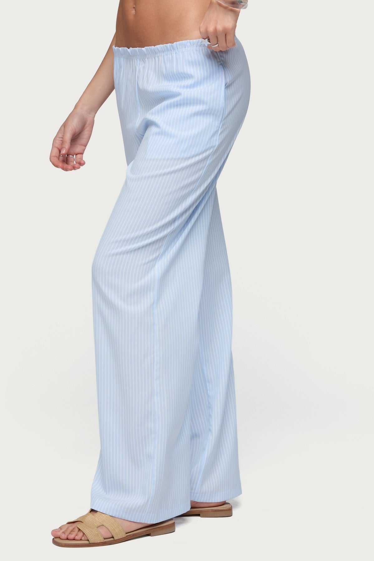 Cersei Striped Low Rise Pants - LIGHT-BLUE