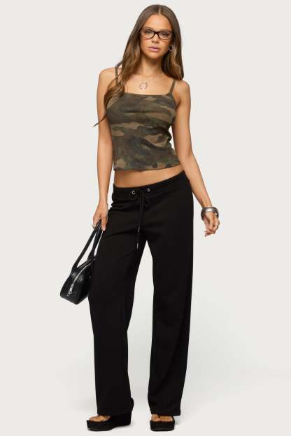 Quinn Straight Leg Sweatpants - BLACK