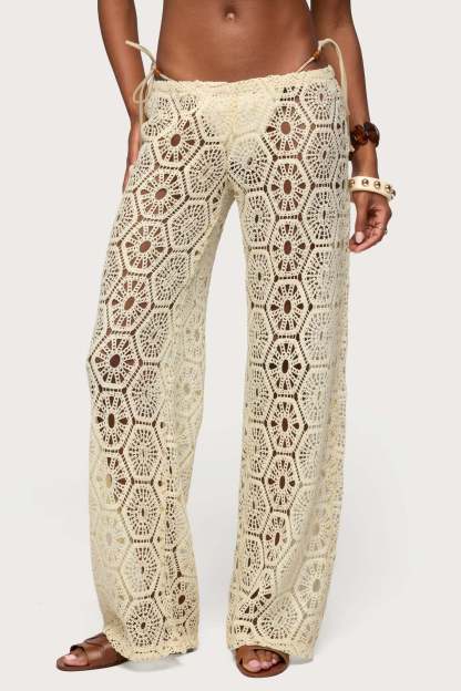 Amrita Baggy Crochet Pants - LIGHT-YELLOW