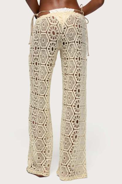 Amrita Baggy Crochet Pants - LIGHT-YELLOW