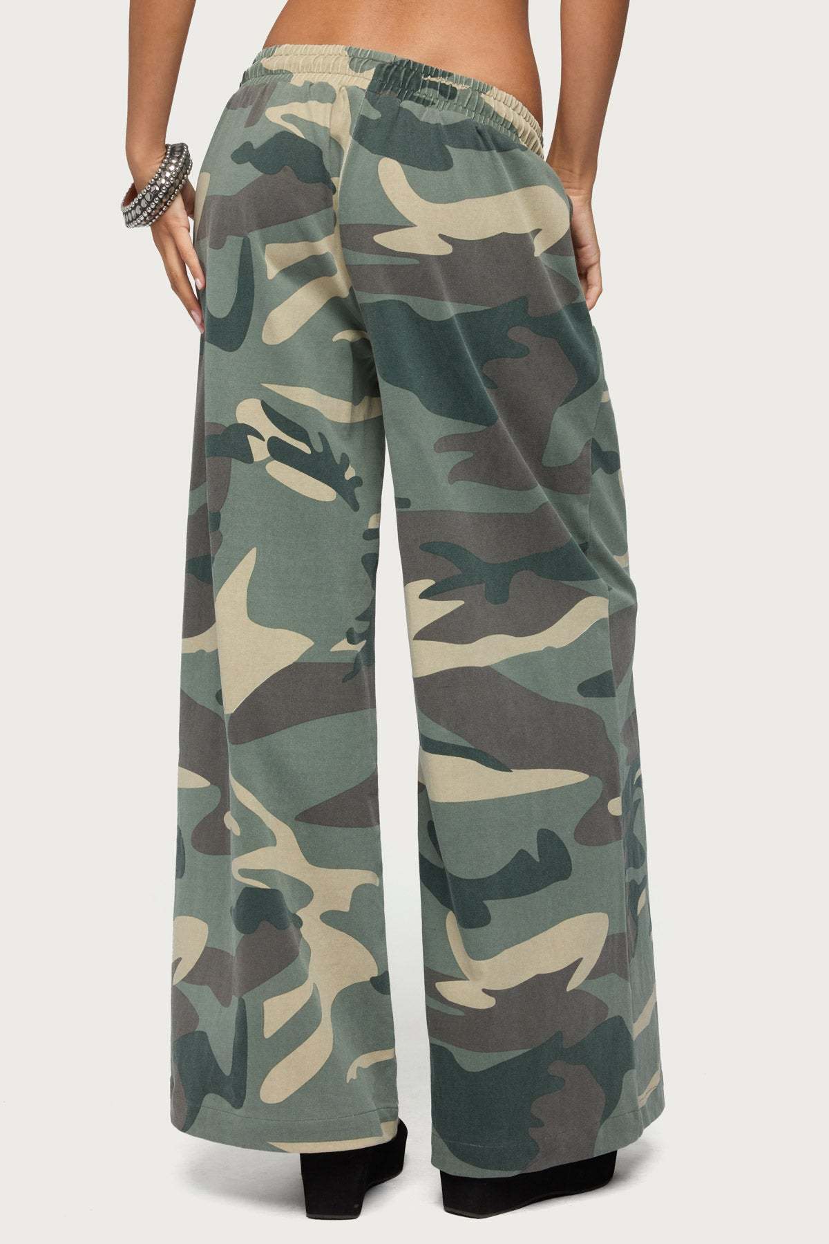 Allen Camo Wide Leg Sweatpants - OLIVE