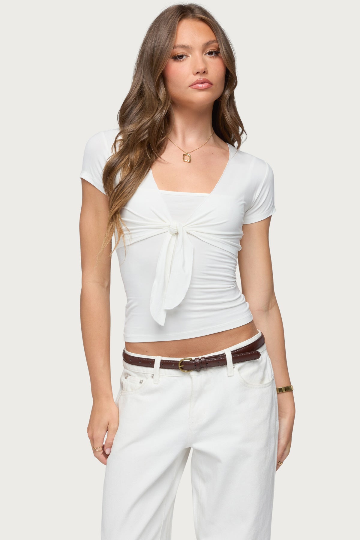 Malka Two Piece Tie Front Top - WHITE