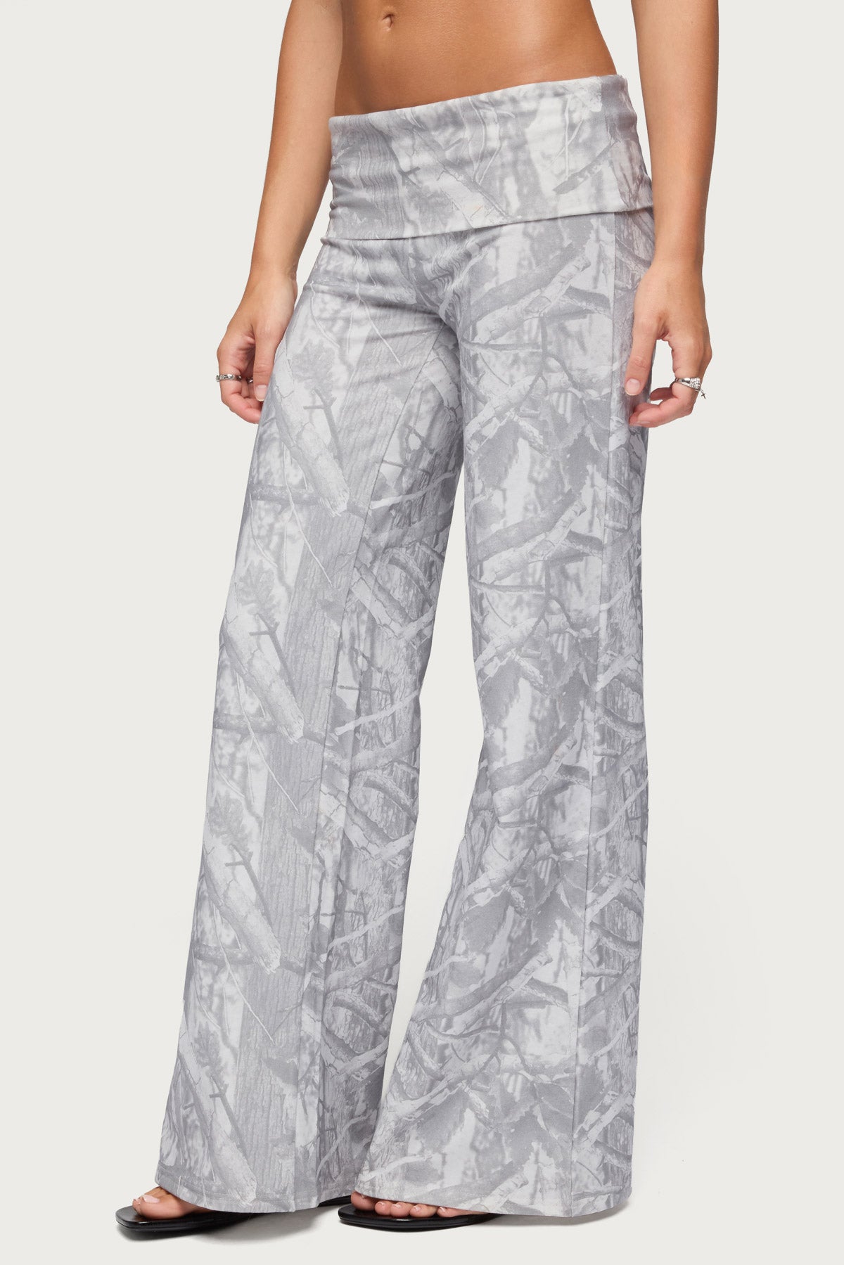 Cammy Wide Leg Foldover Pants - GRAY