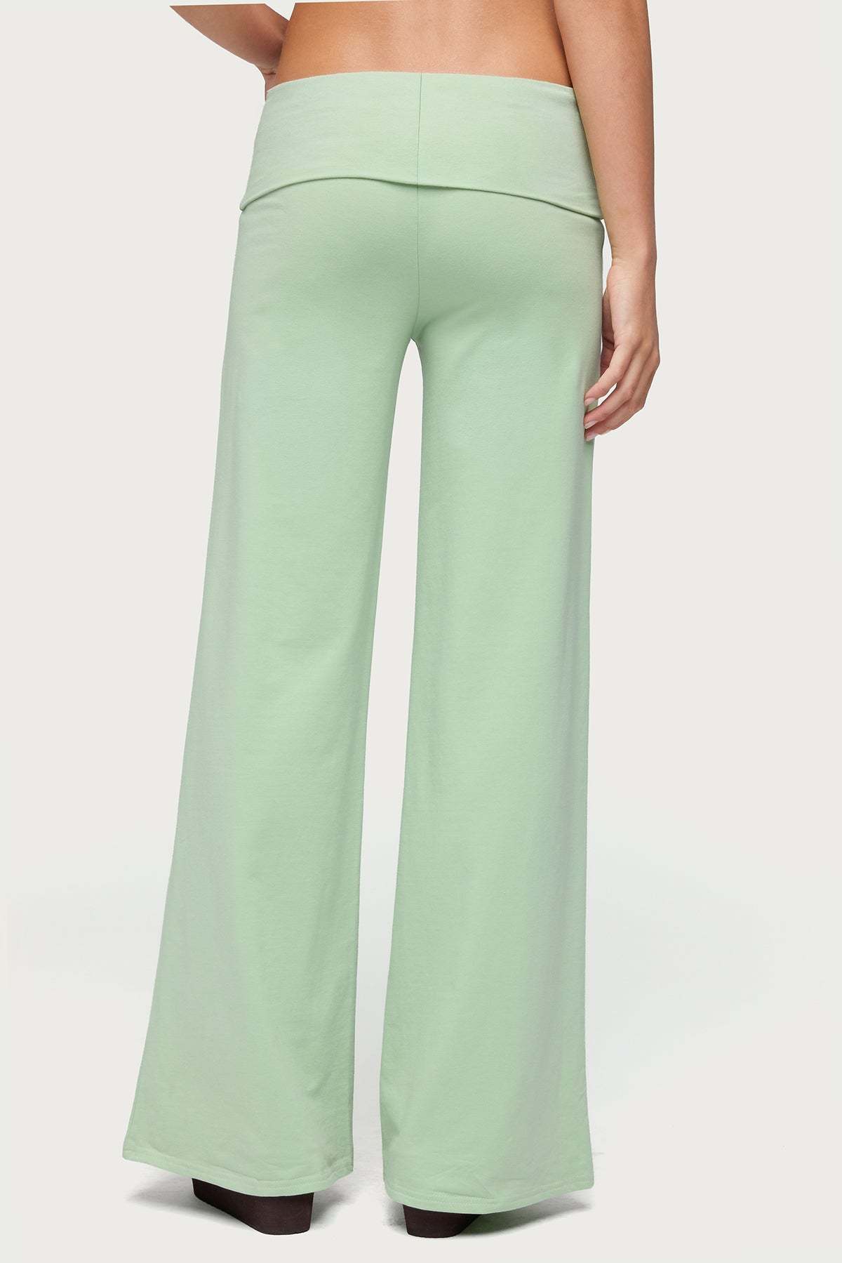 Cammy Wide Leg Foldover Pants - GREEN