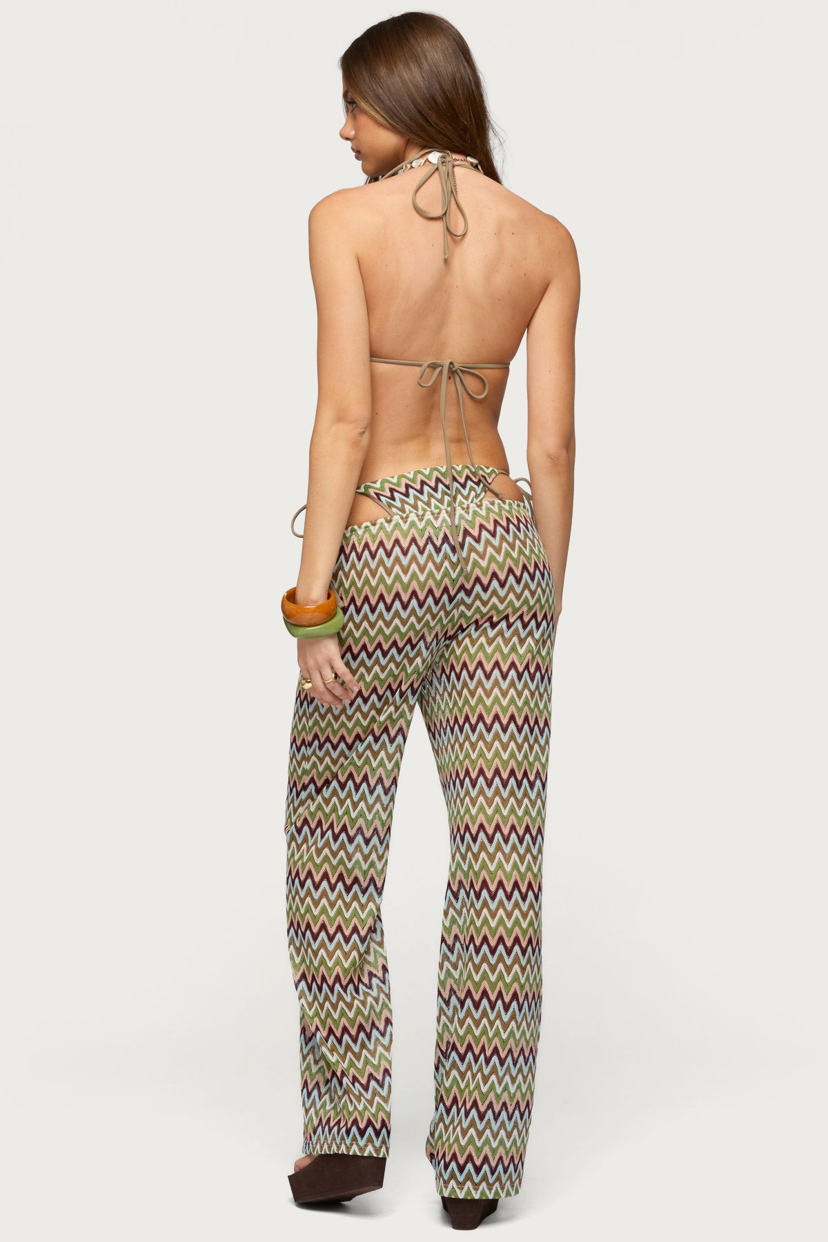 Mindee Zigzag Crochet Pants - OLIVE