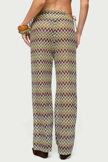 Mindee Zigzag Crochet Pants - OLIVE