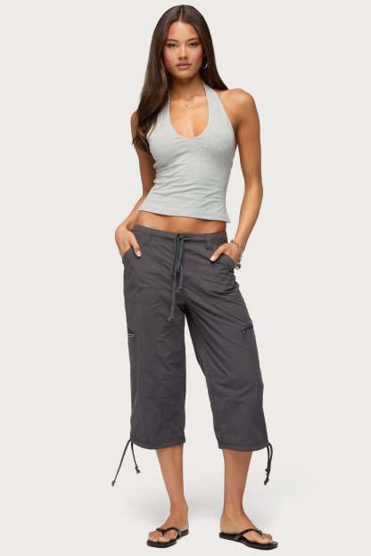 Lilith Cargo Capri Pants - GRAY