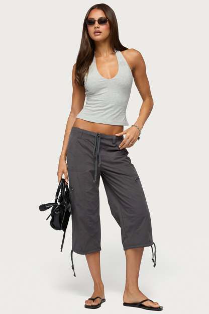 Lilith Cargo Capri Pants - GRAY