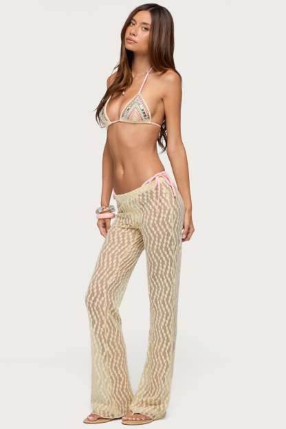 Liliette Sheer Textured Pants - YELLOW