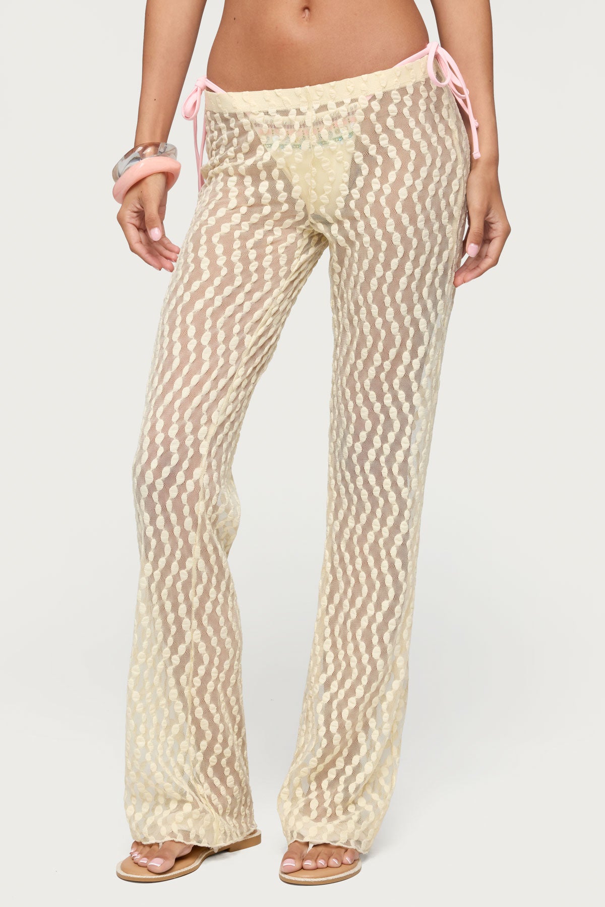 Liliette Sheer Textured Pants - YELLOW