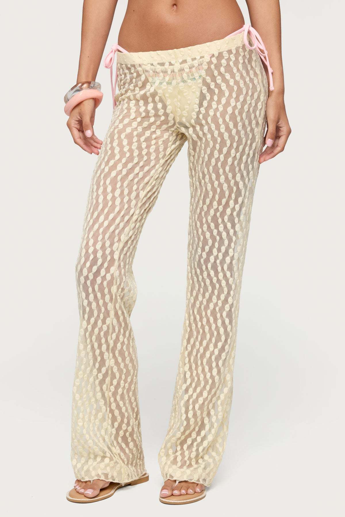 Liliette Sheer Textured Pants - YELLOW