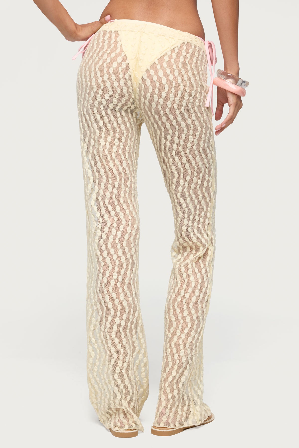 Liliette Sheer Textured Pants - YELLOW