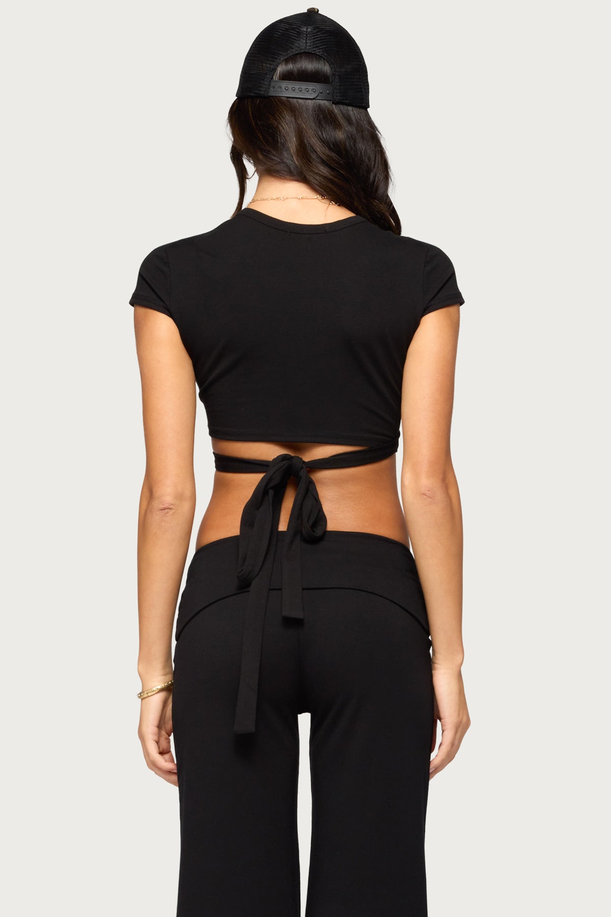 Laverne Wrap Crop Top - BLACK