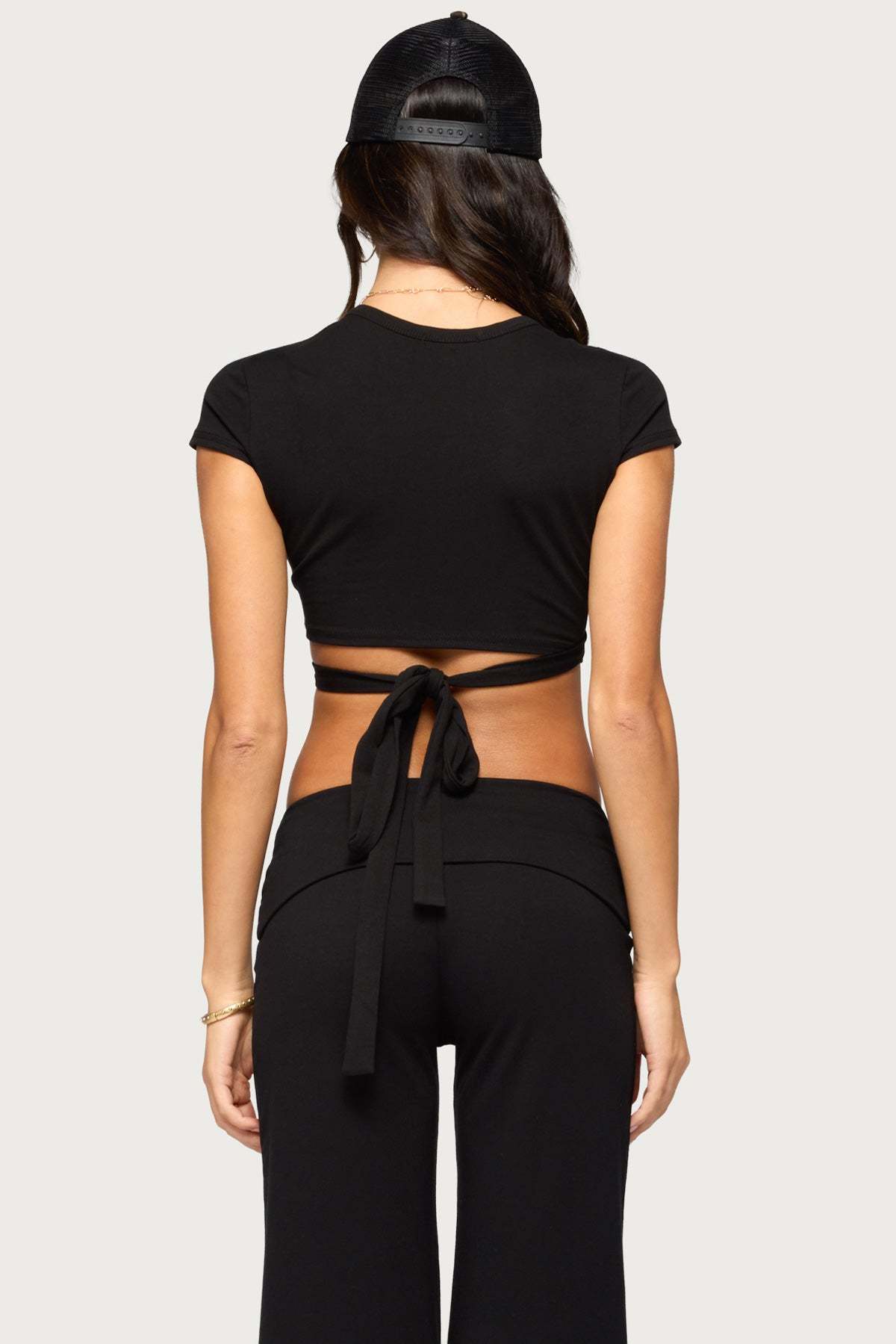 Laverne Wrap Crop Top - BLACK