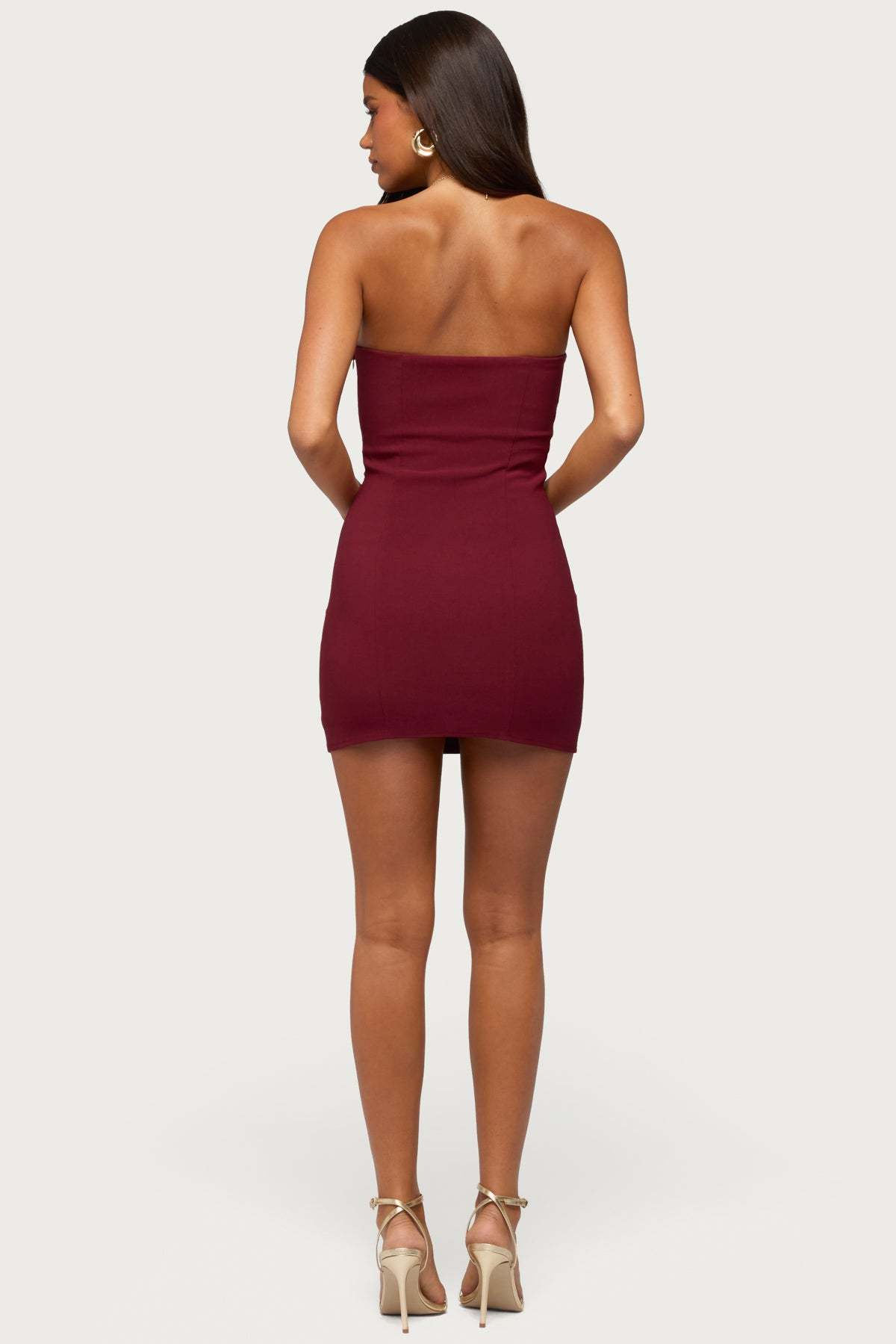 Sirena Strapless Cupped Mini Dress - BURGUNDY