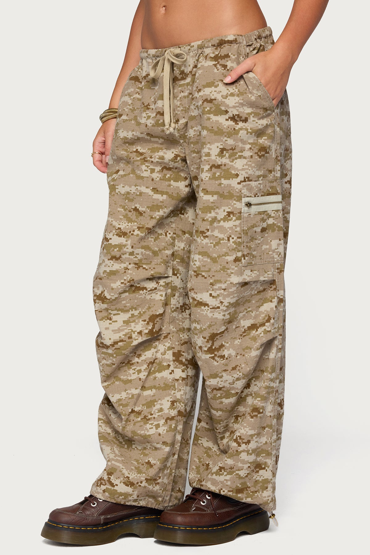 Demey Camo Baggy Pants - BEIGE