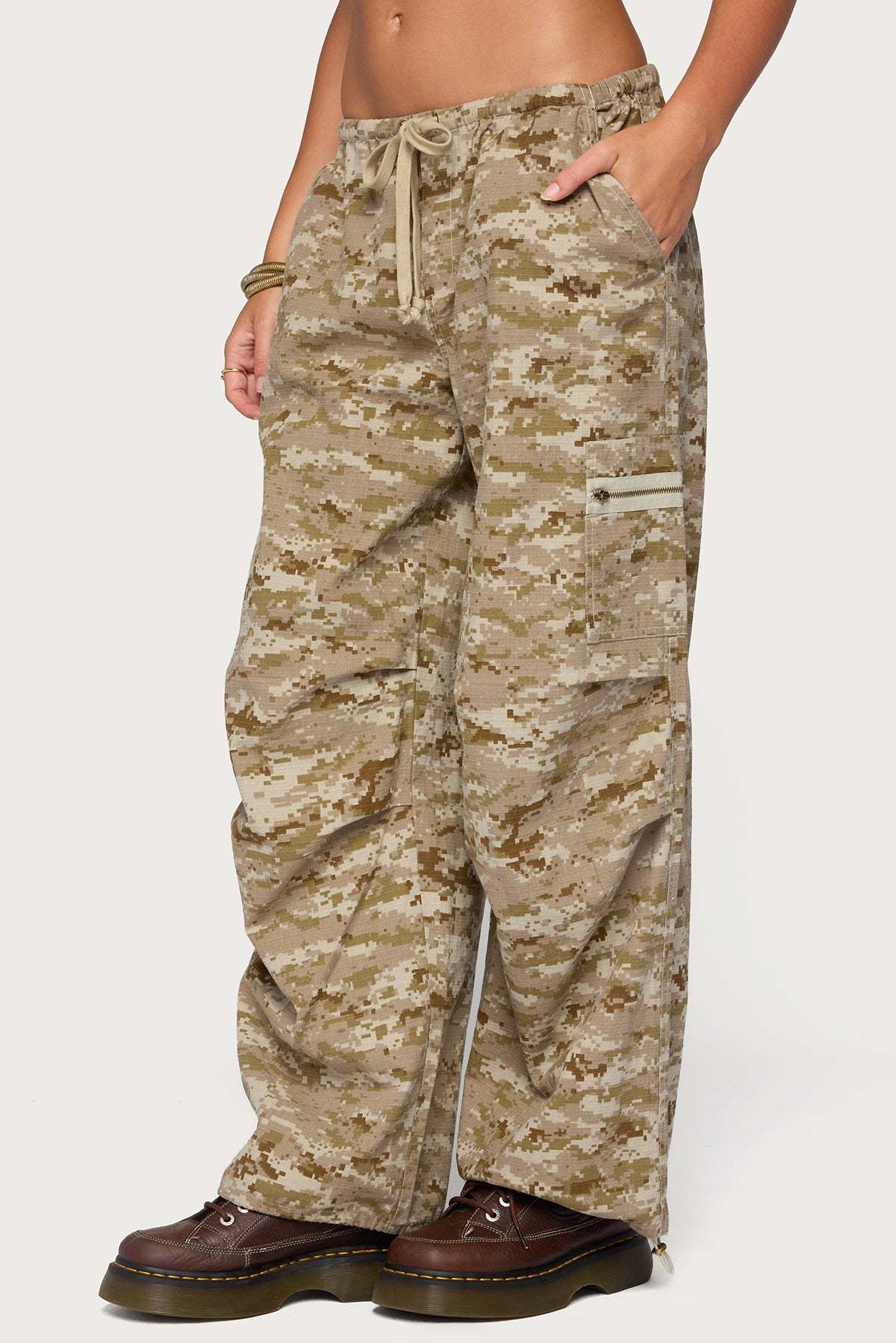 Demey Camo Baggy Pants - BEIGE