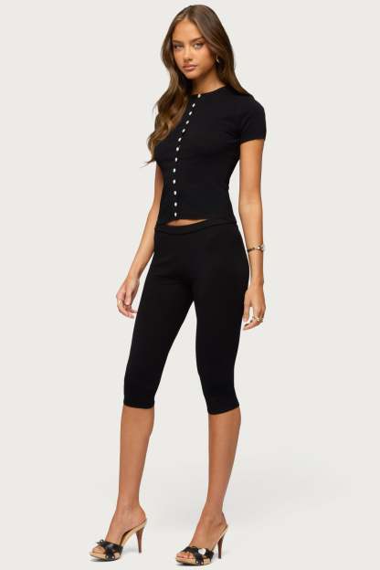 Vanessa Knit Capri Pants - BLACK