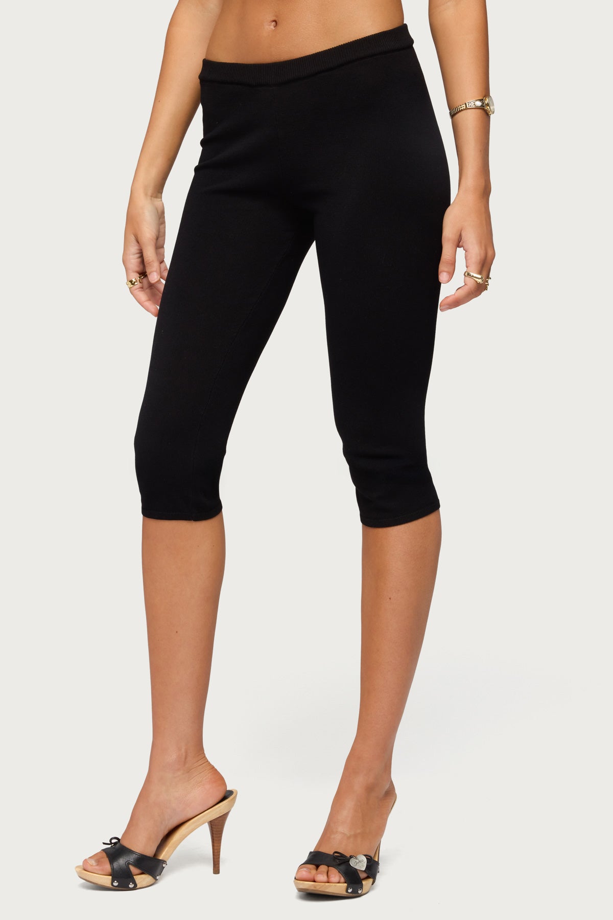 Vanessa Knit Capri Pants - BLACK