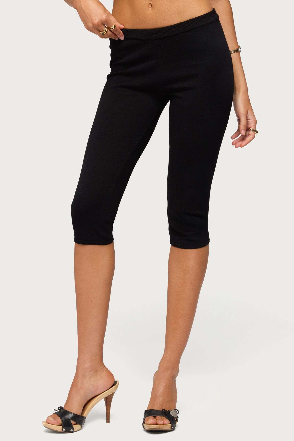 Vanessa Knit Capri Pants - BLACK