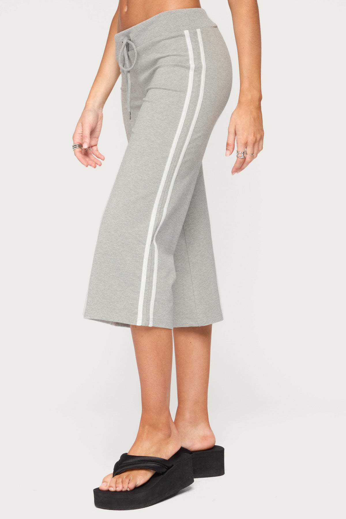 Zanele Side Stripe Capri Sweatpants - GRAY-MELANGE