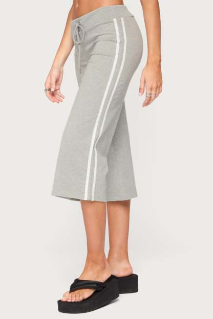 Zanele Side Stripe Capri Sweatpants - GRAY-MELANGE