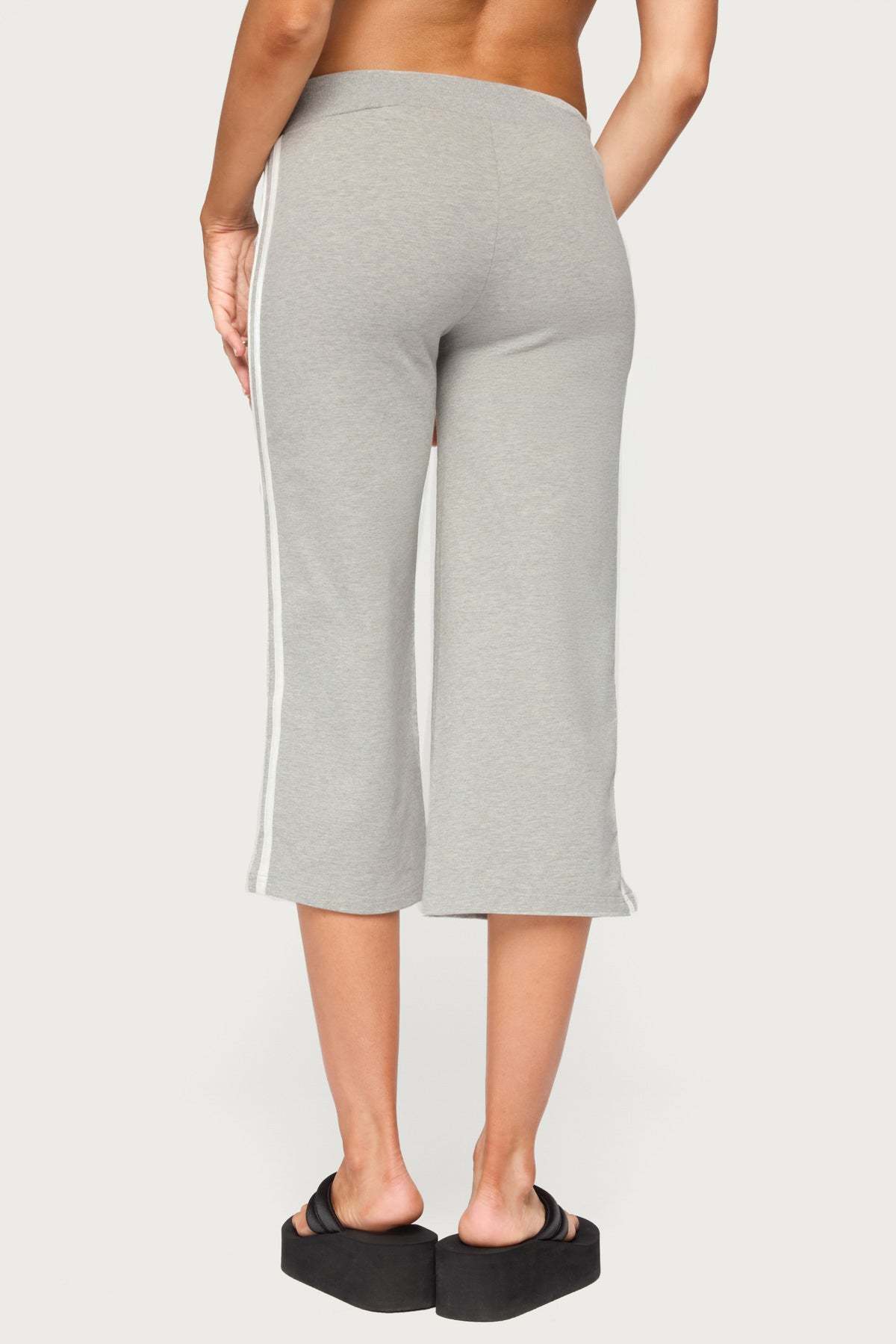 Zanele Side Stripe Capri Sweatpants - GRAY-MELANGE