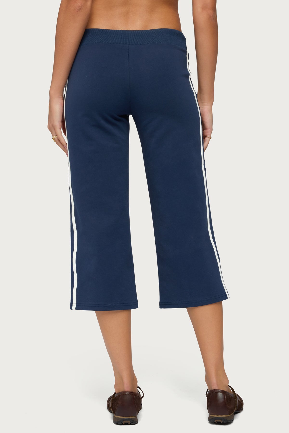 Zanele Side Stripe Capri Sweatpants - NAVY-AND-WHITE