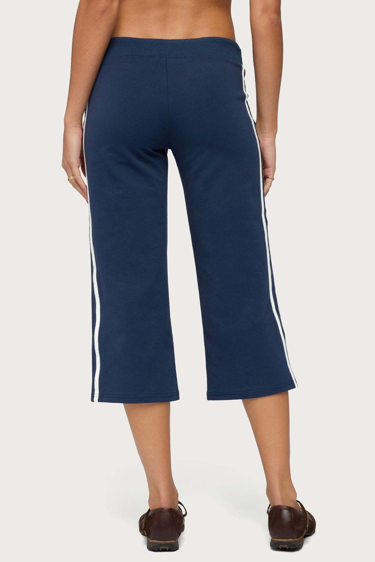Zanele Side Stripe Capri Sweatpants - NAVY-AND-WHITE