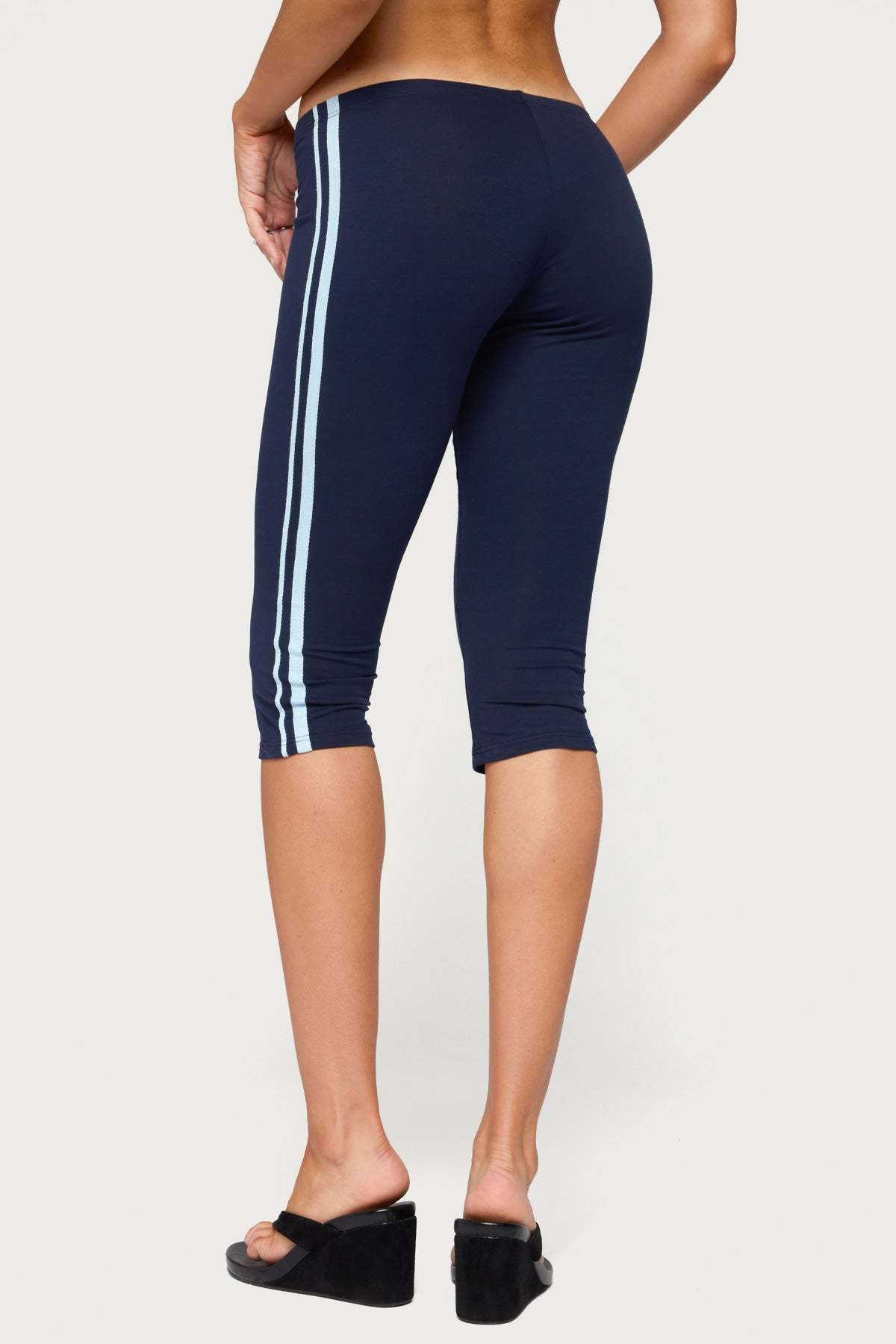 Danie Stripey Capri Leggings - NAVY