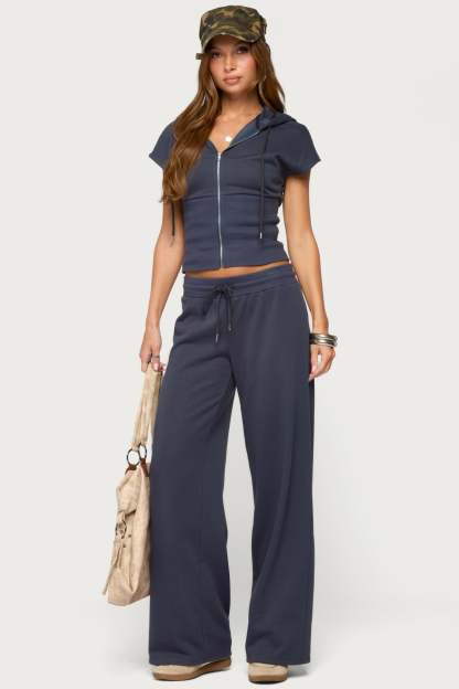 Paeva Low Rise Sweatpants - NAVY