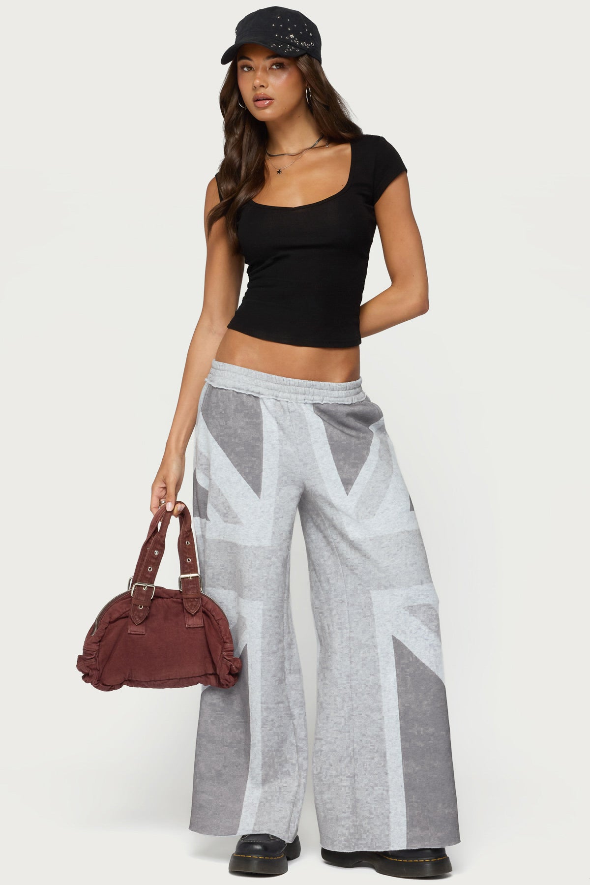 London Rush Wide Leg Sweatpants - GRAY-MELANGE