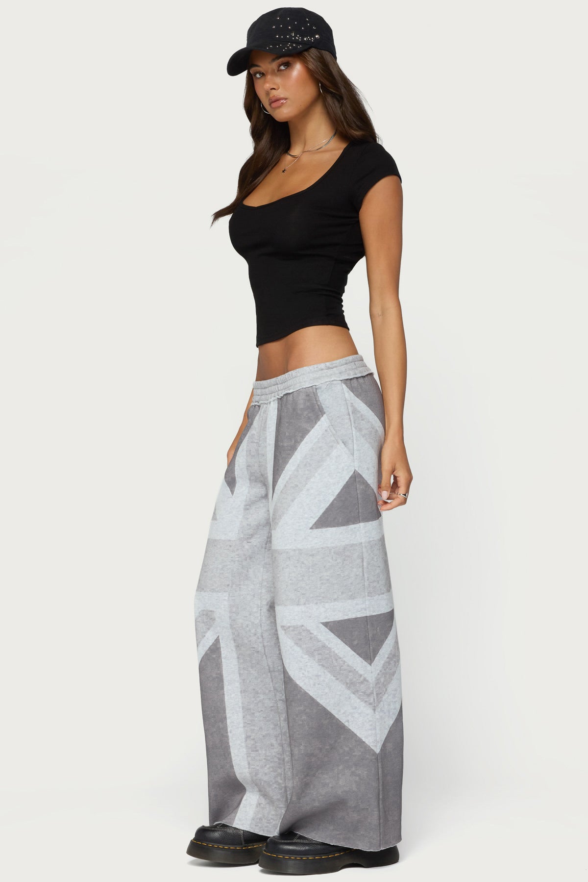 London Rush Wide Leg Sweatpants - GRAY-MELANGE
