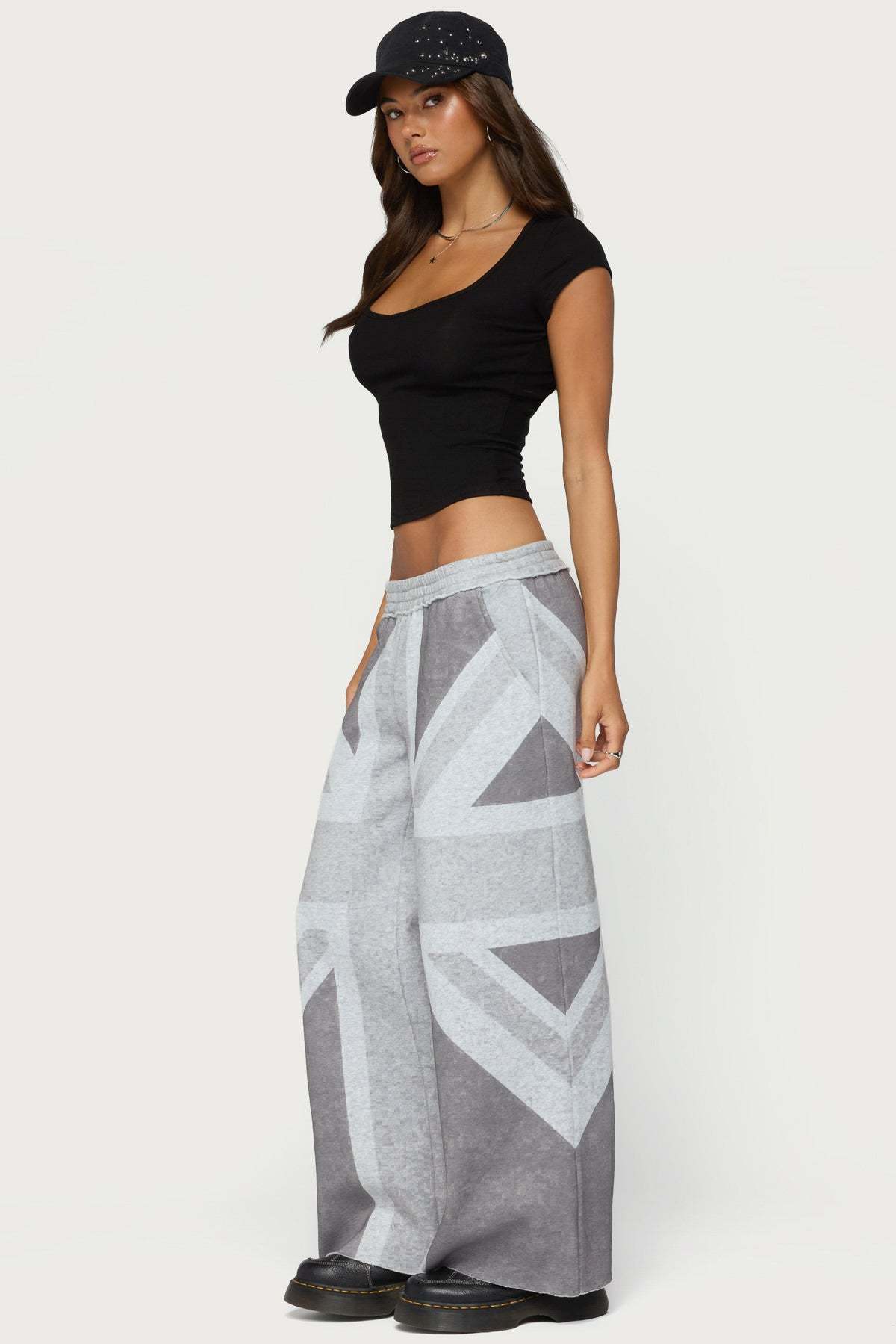 London Rush Wide Leg Sweatpants - GRAY-MELANGE