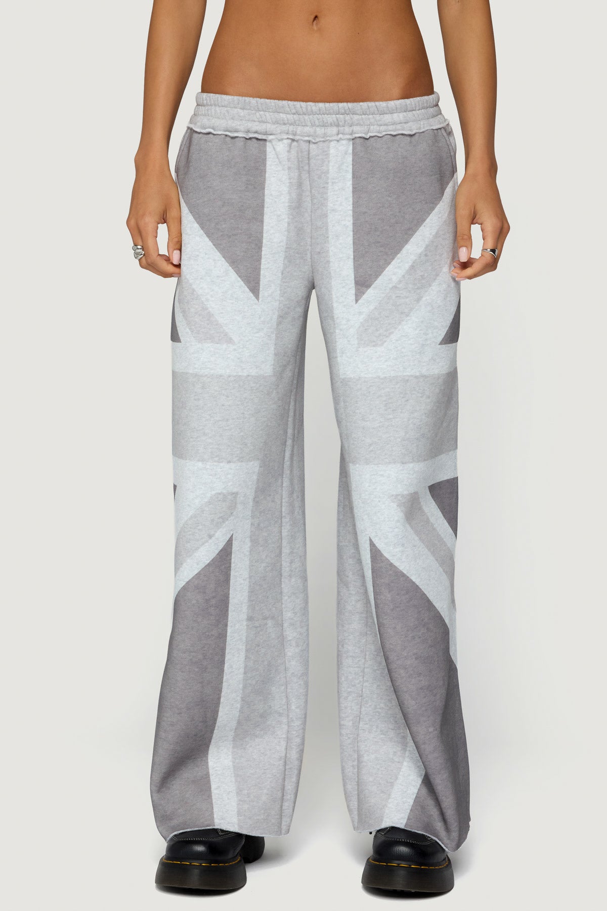 London Rush Wide Leg Sweatpants - GRAY-MELANGE