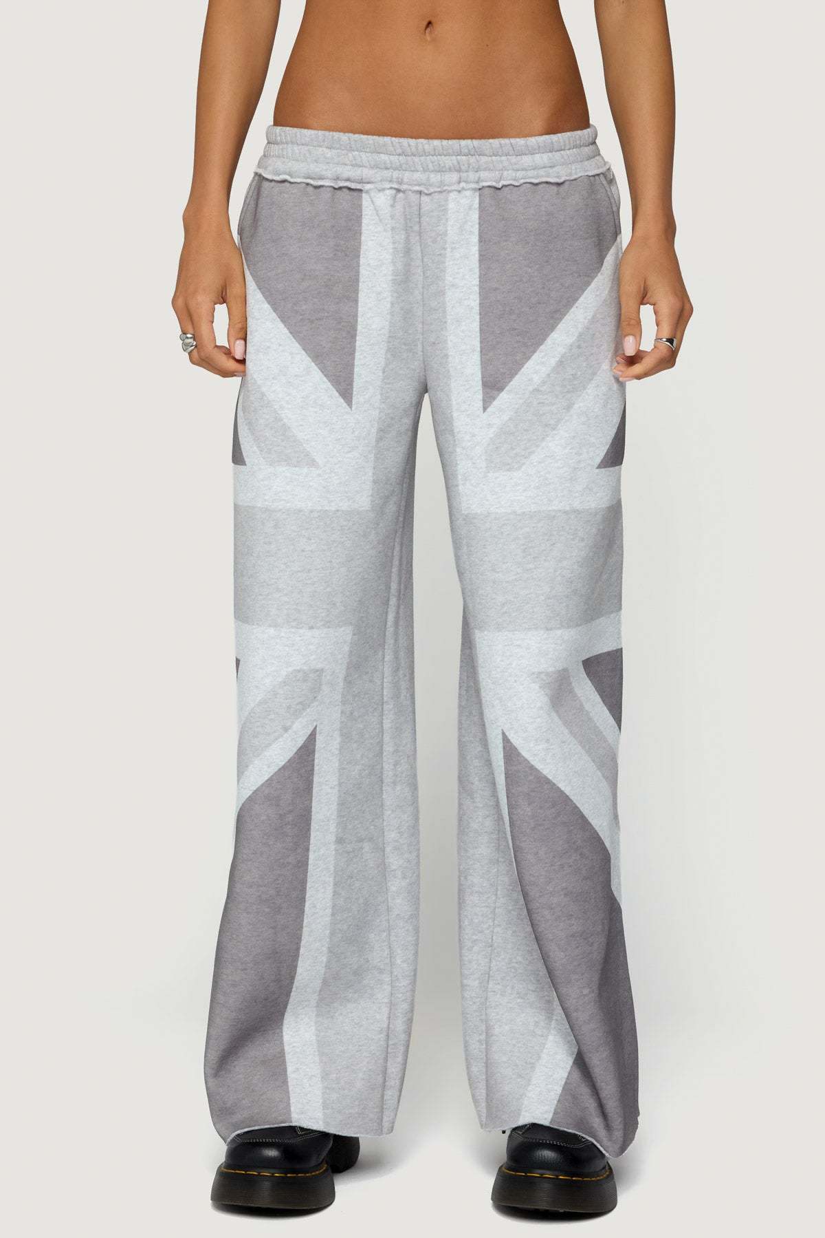 London Rush Wide Leg Sweatpants - GRAY-MELANGE